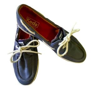 Keds Boat Shoes Blue With White Laces And Red Insoles Retro Size 7.5